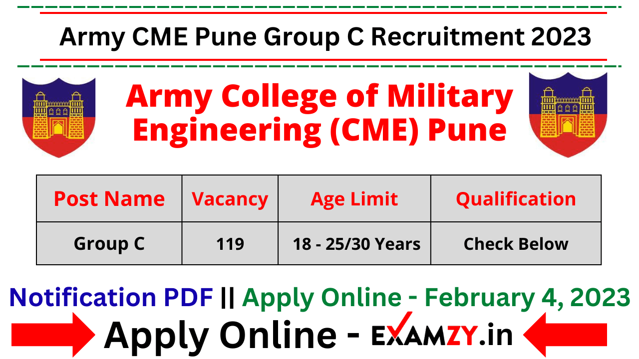 Army Cme Pune Group C Recruitment Notification Released Apply