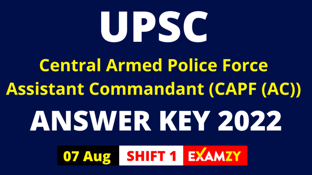 Upsc Capf Answer Key Upsc Capf Ac Answer Key Download Pdf