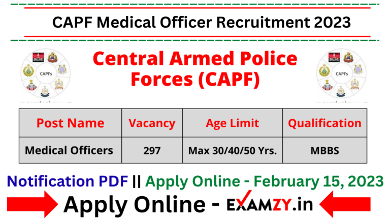CAPF Medical Officer Recruitment 2023 Notification Released, Apply ...