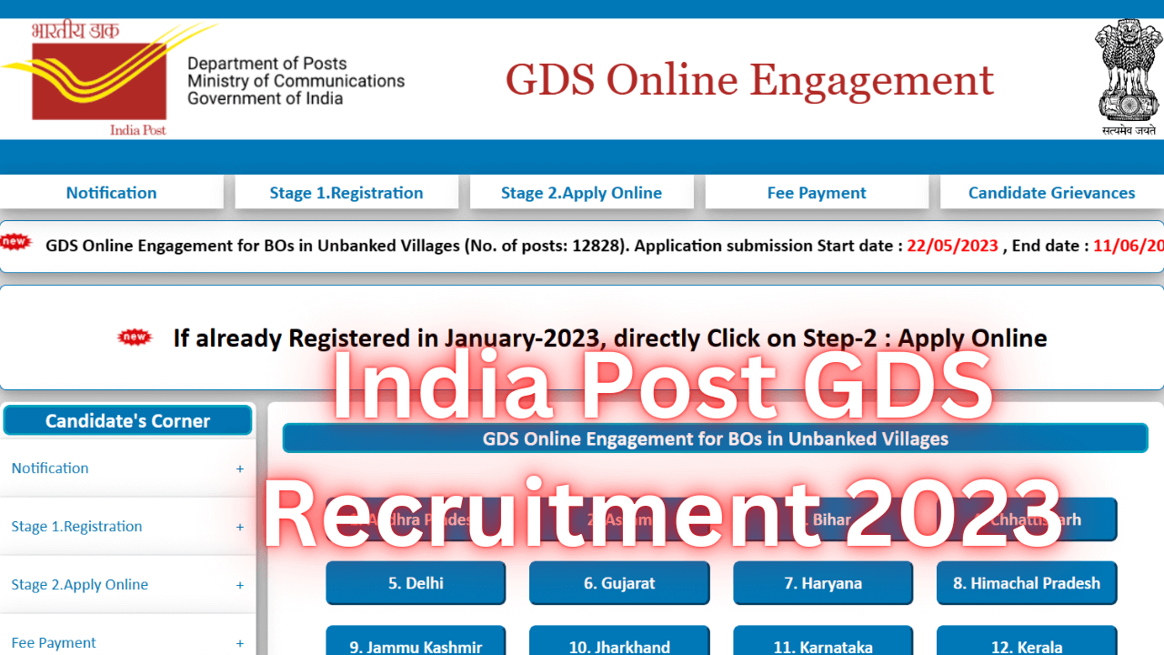 India Post GDS Recruitment 2023 Notification Released Apply Online Here