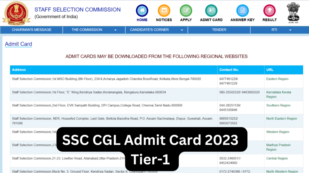 SSC CGL Admit Card 2023 Tier-1 and Application Status OUT for CBT Exam ...