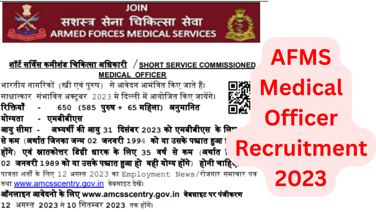 AFMS Medical Officer Recruitment 2023 Apply Online » EXAMZY