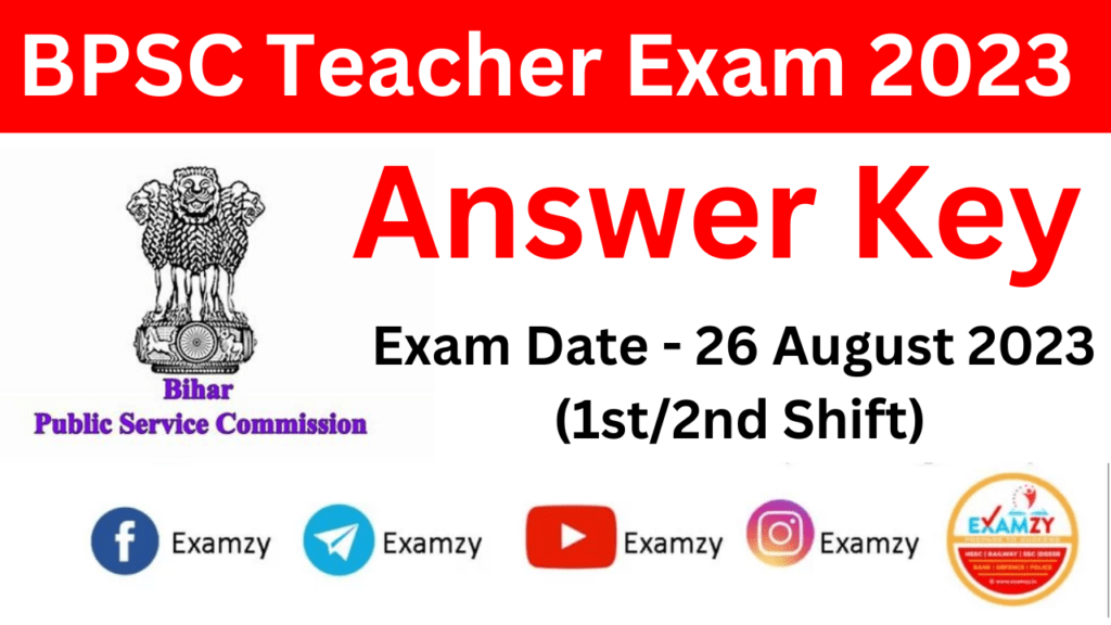 BPSC Teacher Answer Key 26 August 2023