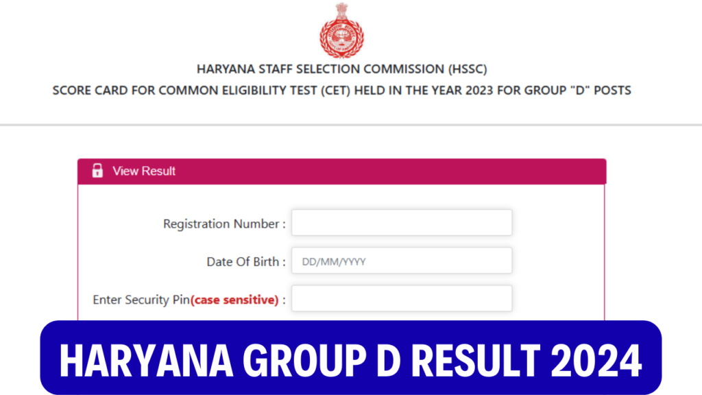 HSSC Group D Result 2024 Out Now, Download at cnr.nic.in