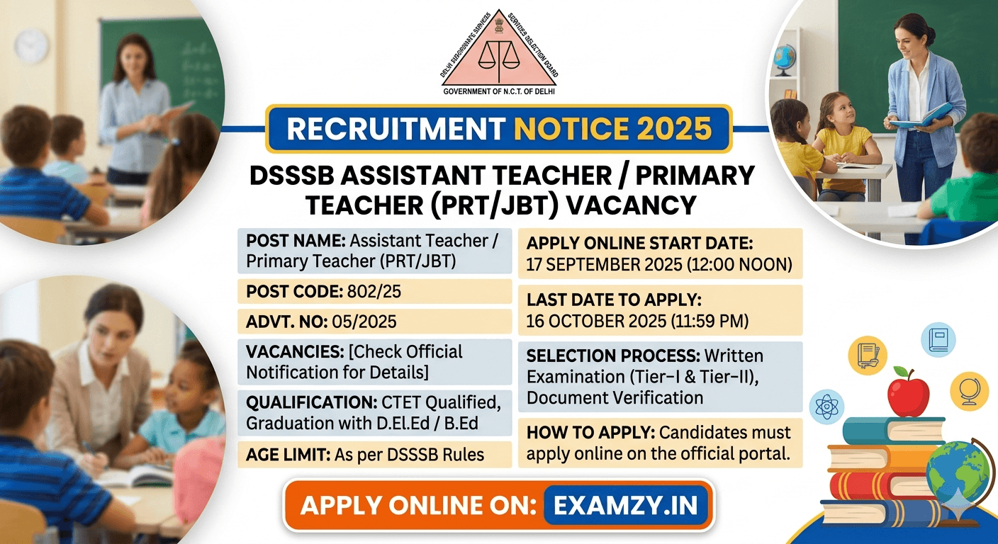 DSSSB PRT Recruitment 2025
