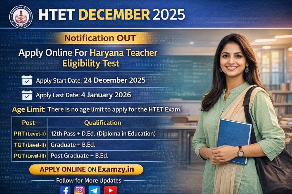 HTET December 2025 Notification OUT, Apply Online Form 1 HTET