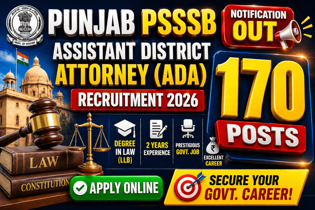 Punjab PSSSB ADA Recruitment 2026