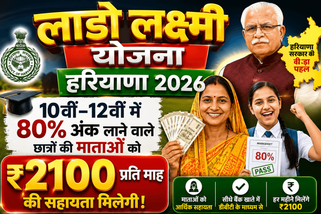 लाड़ो लक्ष्मी योजना हरियाणा 2026: हर महीने 2100/- रुपए | किश्त स्टेटस, Beneficiary लिस्ट यहाँ से देखें। 1 ChatGPT Image May 18 2026 11 44 24 AM