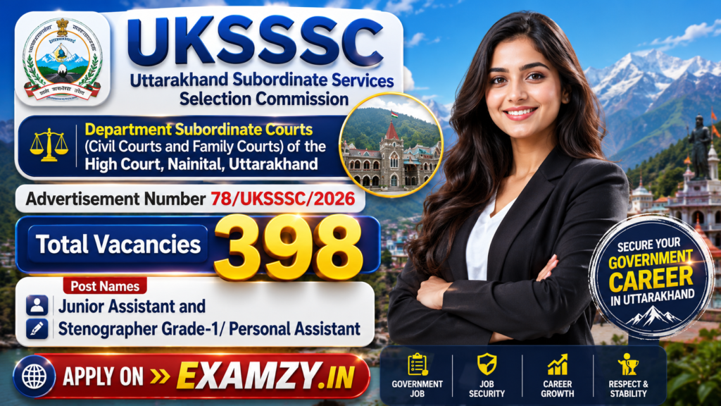UKSSSC Uttarakhand High Court Junior Assistant and Stenographer Recruitment 2026 Notification, Apply Online Form 1 UKSSSC Uttarakhand High Court