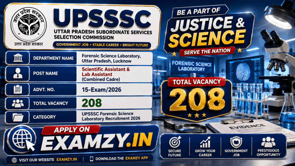 UPSSSC FSL Scientific Lab Assistant Recruitment 2026