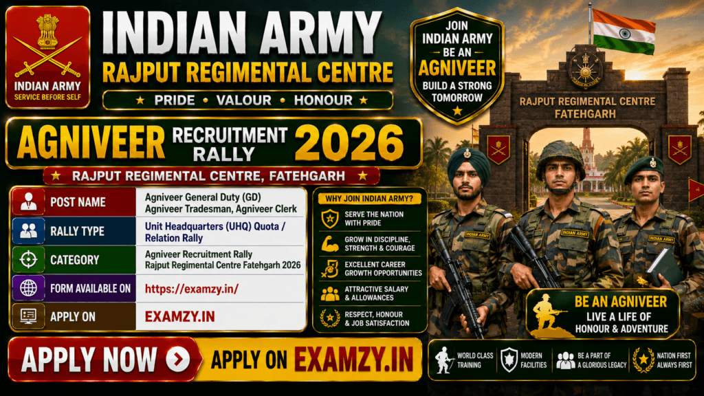 Agniveer Recruitment Rally Rajput Regimental Centre Fatehgarh 2026 OUT, Check Full Schedule 1 Agniveer Recruitment Rally