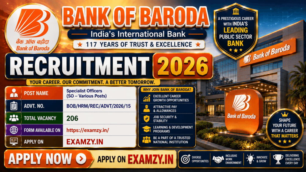Bank of Baroda Specialist Officer SO Recruitment