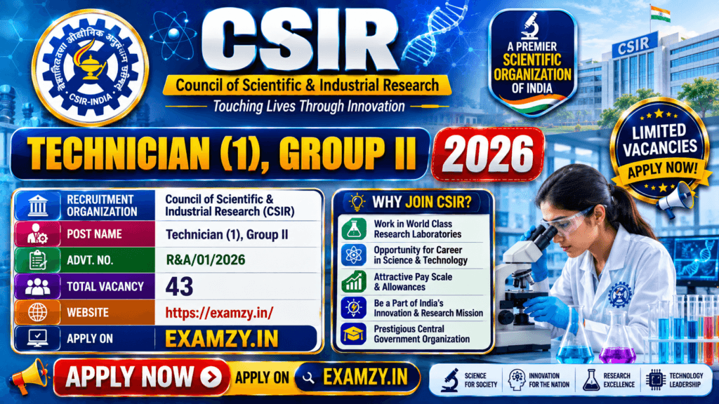 CSIR Technician Recruitment 2026