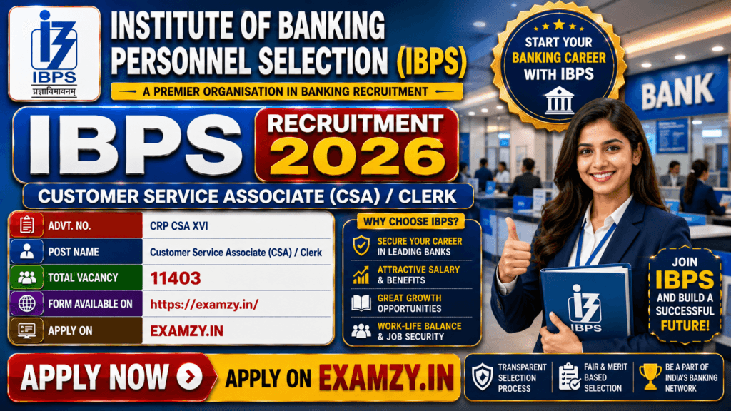IBPS Clerk Recruitment 2026 Notification OUT For CRP CSA-XVI; Customer Service Associates, Apply Online Form 1 IBPS Clerk Recruitment 2026