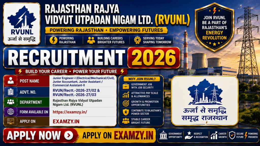 RVUNL Recruitment 2026 Notification OUT, For Rajasthan Rajya Vidyut Utpadan Nigam, Apply Online Form 1 RVUNL Recruitment 2026