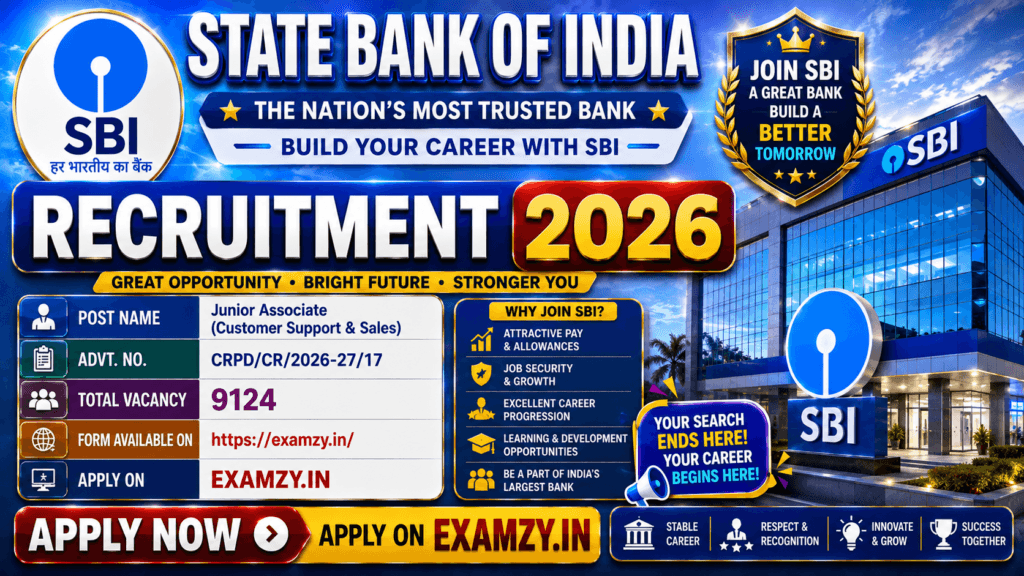 SBI Clerk Recruitment 2026 Notification OUT For 9124 Posts, Apply Online Form 1 SBI Clerk Recruitment 2026