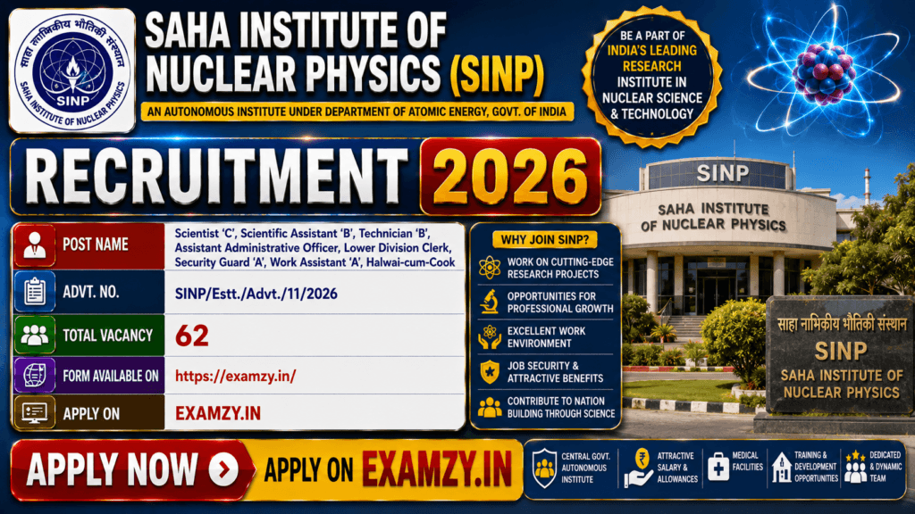 SINP Recruitment 2026