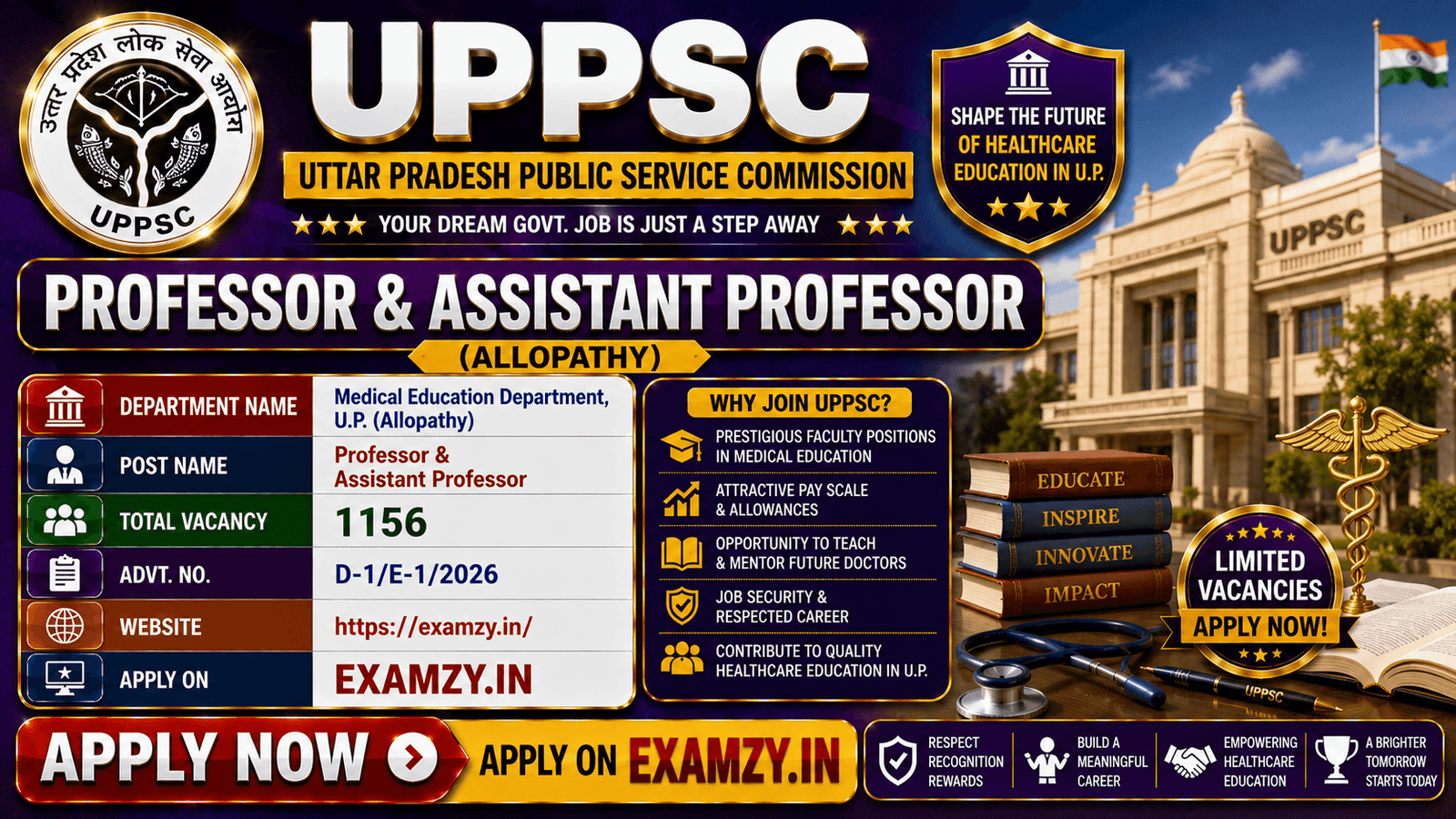 UPPSC Medical Professor & Assistant Professor Recruitment