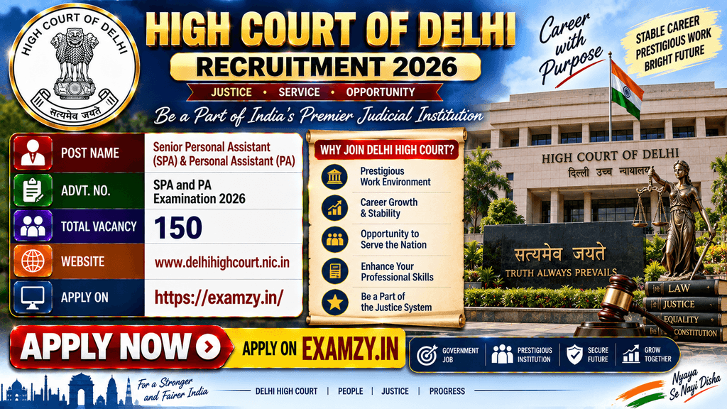 Delhi High Court SPA and PA Recruitment 2026 Notification Released for 150 Posts, Apply Online Form 1 Delhi High Court SPA and PA Recruitment 2026