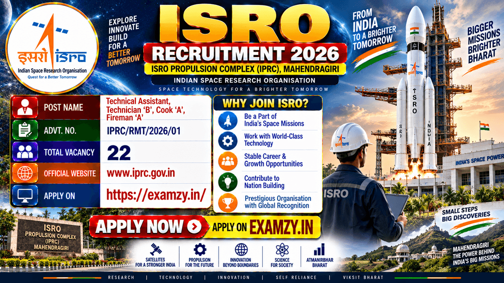 ISRO IPRC Technical Assistant, Technician B, Cook & Fireman Recruitment 2026 Notification OUT, Apply Online Form 1 ISRO IPRC Technical Assistant