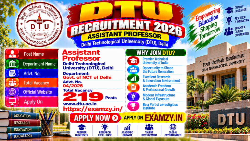 DTU Assistant Professor Recruitment 2026