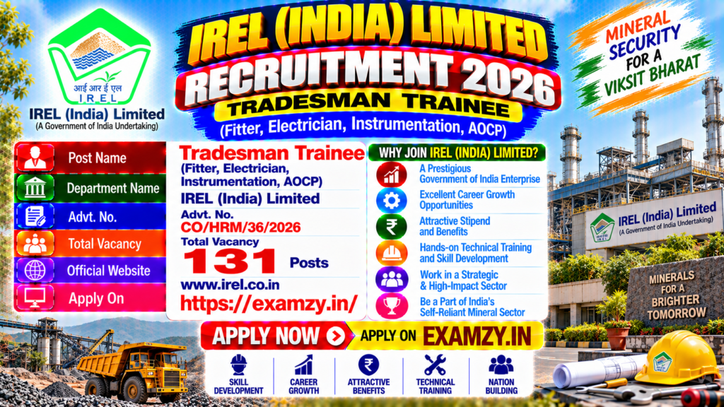 IREL Tradesman Trainee Recruitment 2026