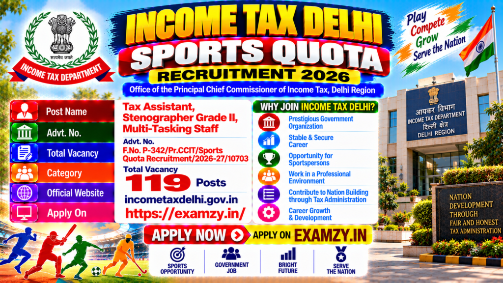 Income Tax Delhi Sports Quota Recruitment 2026